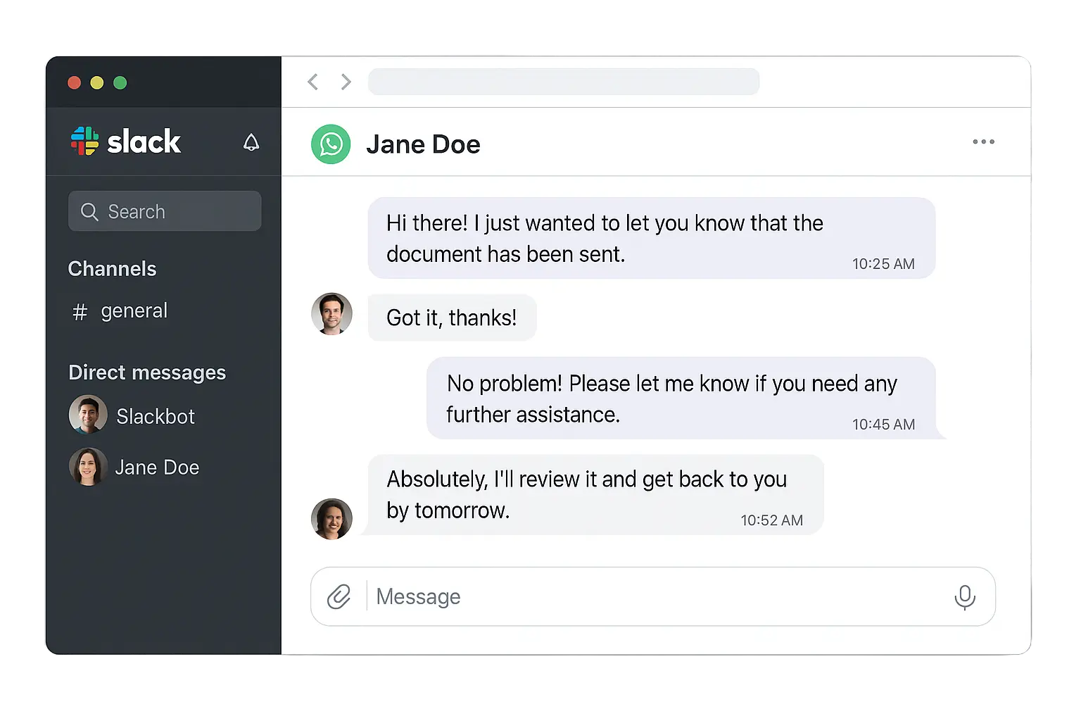 Slack dashboard