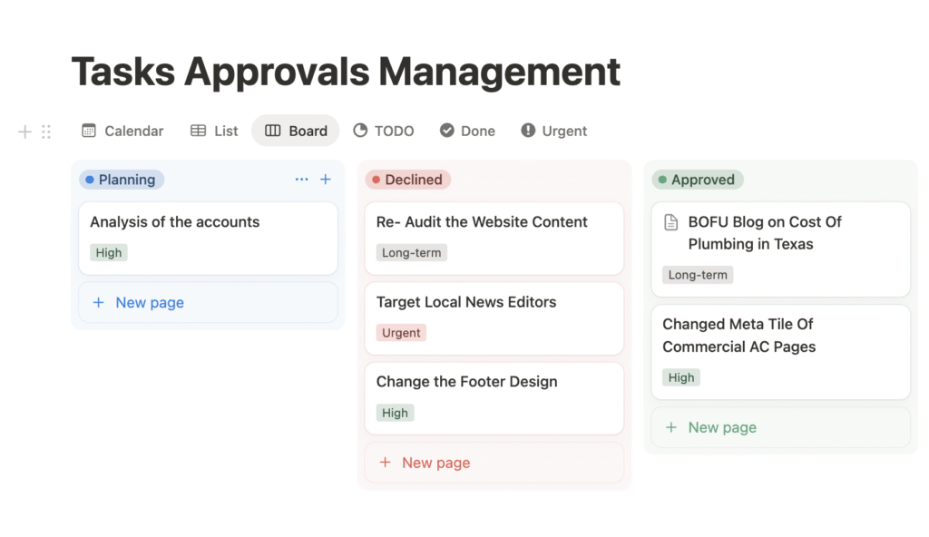 Task Approvals Management