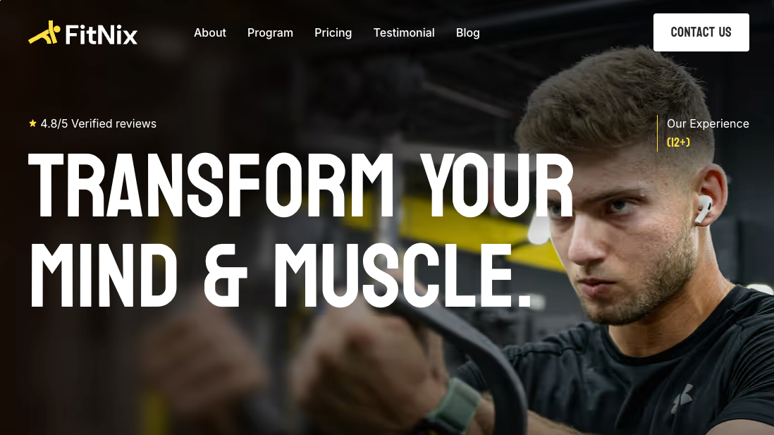 Fitnix Gym website